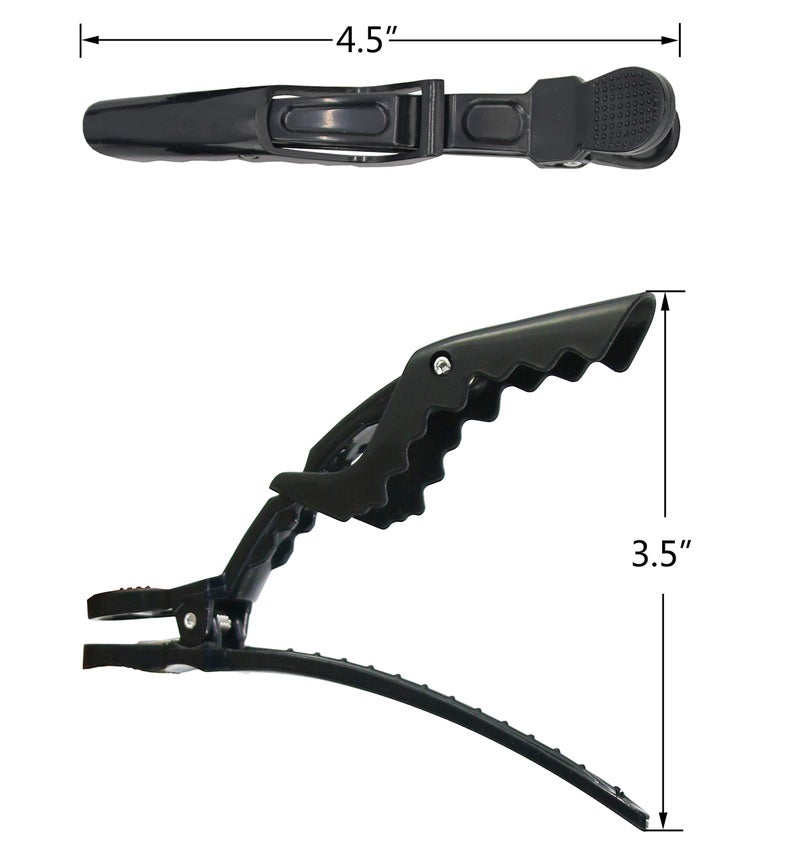 HH&LL 12pcs Hair clips for Styling â€“ Wide Teeth & Double-Hinged Design â€“ Alligator Styling Sectioning Clips of Professional Hair Salon Quality (Black without Logo) - Image 3
